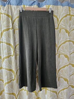 LOFT Olive Green Cropped Wide Trousers
